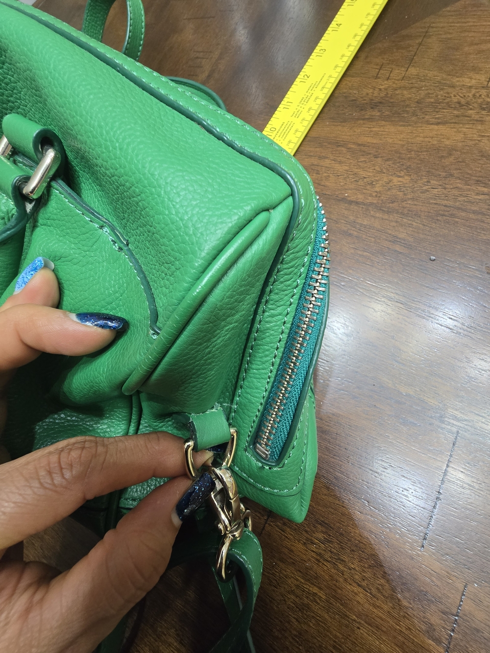 Green Leather Satchel Handbag - Unbranded - Picture 14 of 16